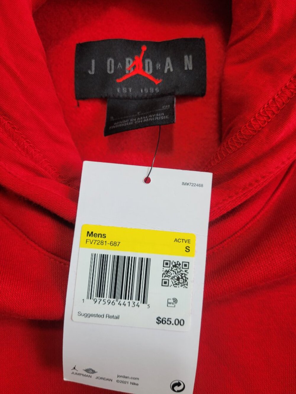 Jordan Pullover Hoodie Jumpman Gym Red Mens Small NEW Streetwear - Picture 3 of 9